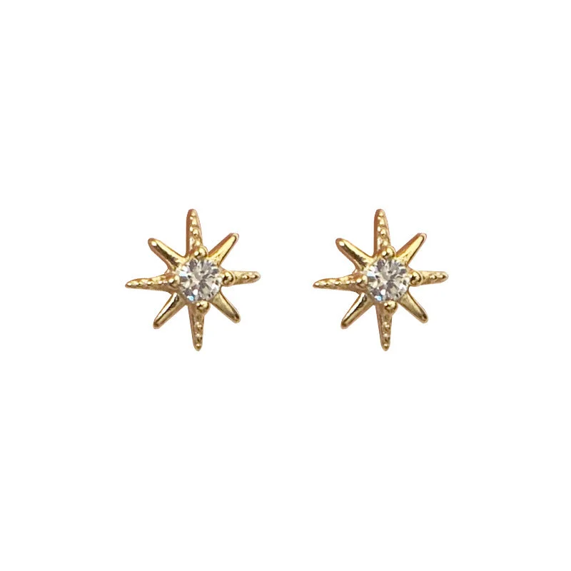 Gold Sun Stud Earrings