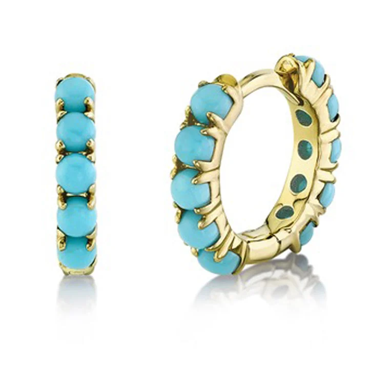 Stunning Crystal Earrings-Turquoise Huggies