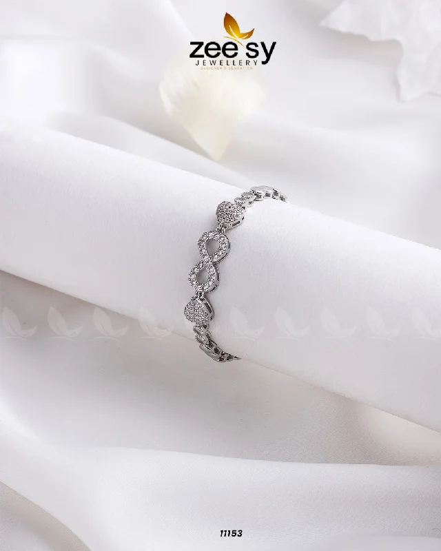 Silver Bracelet with Crystals-Spring Cuff Bracelets