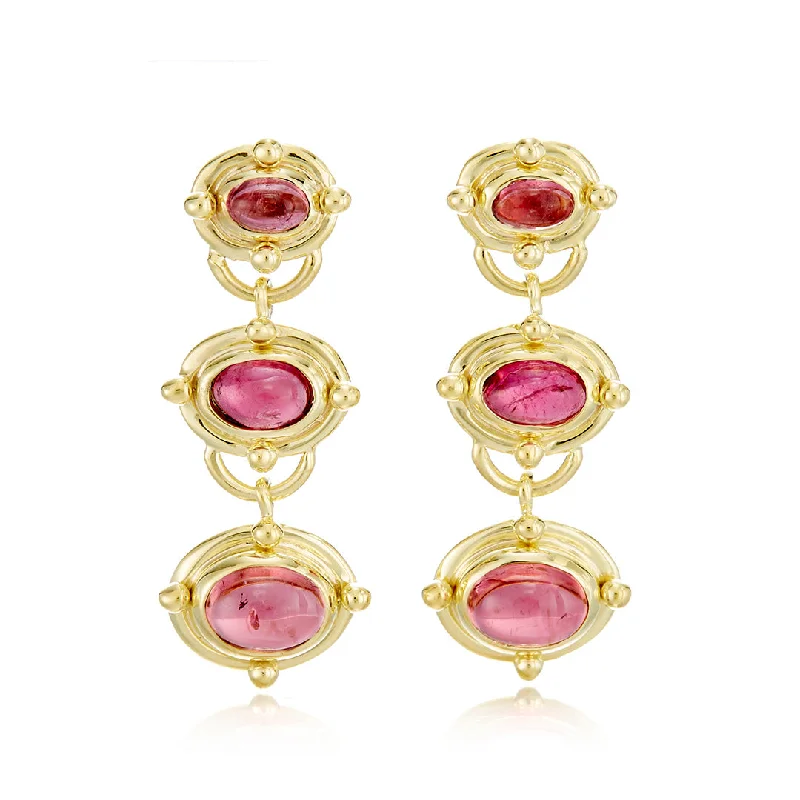 Elegant Drop Earrings-Pink Tourmaline Drop Earrings