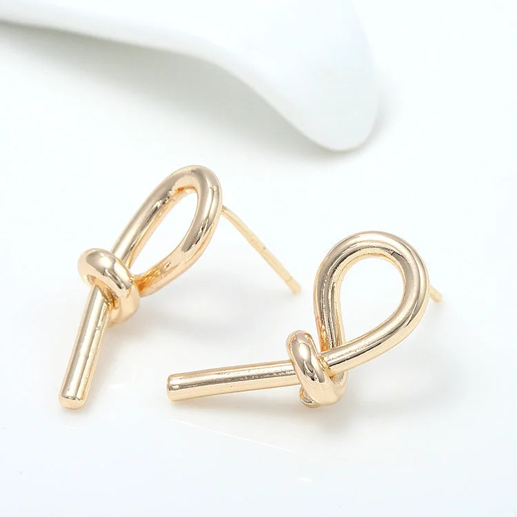 White Gold Earrings-1 Pair Simple Style Commute Solid Color Plating Copper 14k Gold Plated Ear Studs