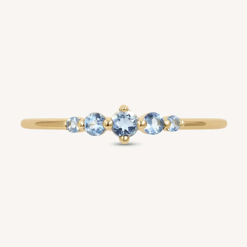 Simple Diamond Wedding Ring-Aquamarine Oceana Ring