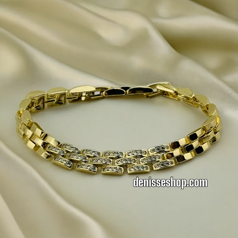 Custom Gold Bracelet for Bridesmaids-14K FASHION GOLD BRACELET BR347