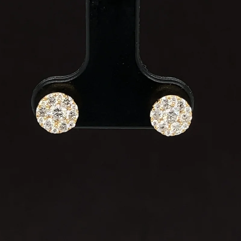 Dainty Earrings for Women-Diamond 0.58ctw Round Solitaire Cluster Stud Earrings in 18k Yellow Gold - #335 - ERDIA351764