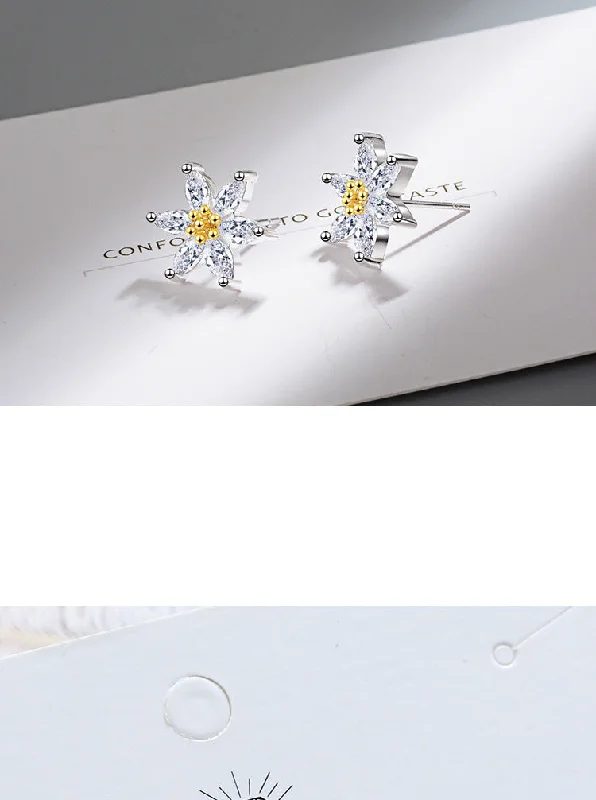 Elegant Long Earrings-1 Pair Simple Style Flower Inlay Copper Zircon Ear Studs