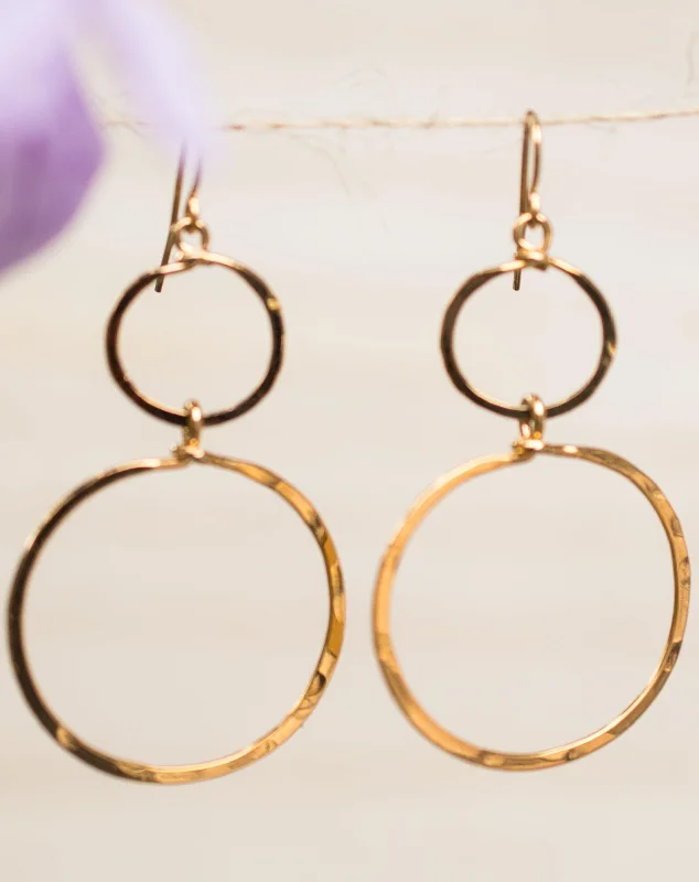 Diamond Dangle Earrings-Bia Double Circle Earrings ~Gold Plated or Silver Plated ~ SME003