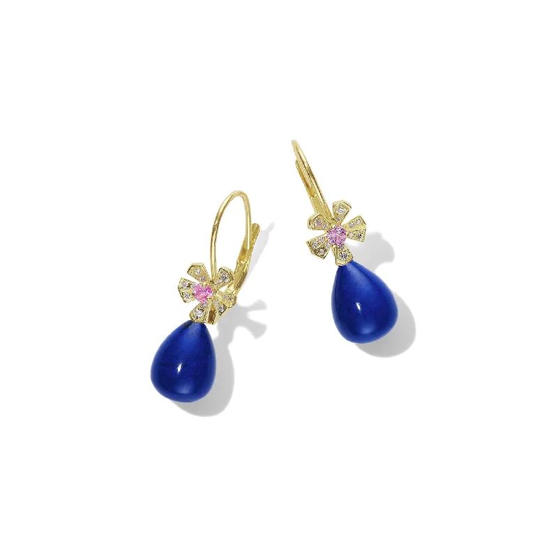 Colorful Drop Earrings for Women-Wonderland Teardrop Blue Lapis Earrings