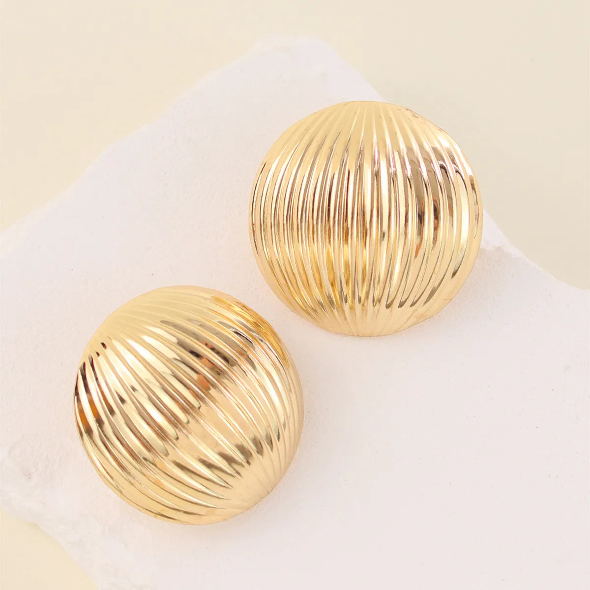 Elegant Gemstone Earrings-1 Pair Lady Stripe Iron Ear Studs