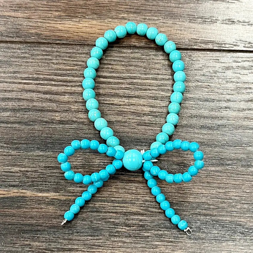 Handmade Faux Turquoise Bow Stretch Bracelet