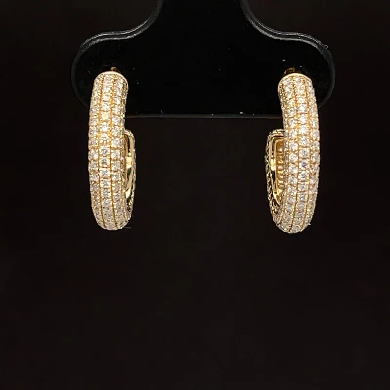 Simple Silver Earrings-Diamond Multi-Row Tubular ¾ C-Hoop Earrings in 18k Yellow Gold - #595 - ERDIA355622