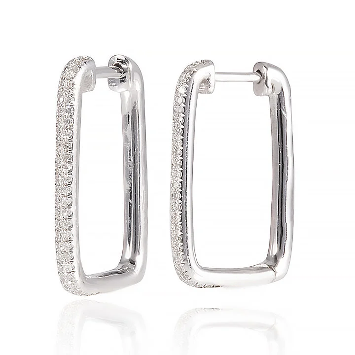 Bridal Earrings with Crystals-Diamond Link Hoop