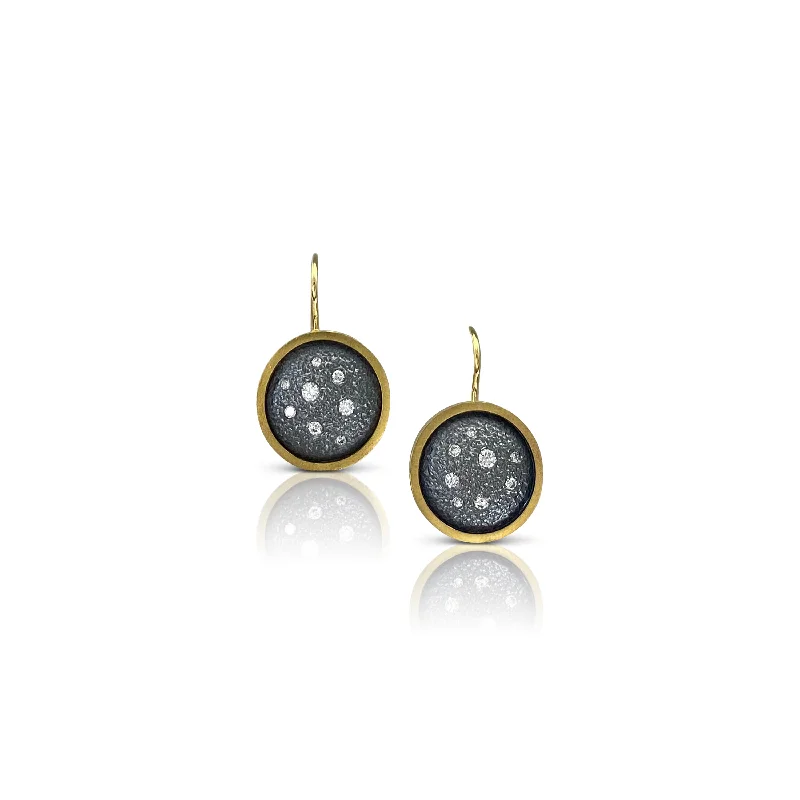 Silver Stud Earrings-Silver and Gold Diamond Disc Wire Earring