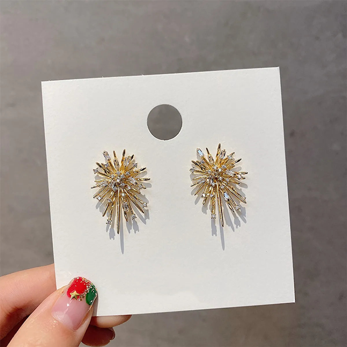 Funky Earrings for Teens-Ins Style Simple Style Fireworks Alloy Plating Inlay Rhinestones Women's Ear Studs