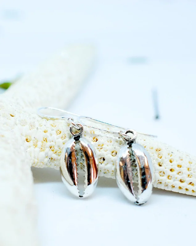 Classic Dangle Earrings-Cowrie Shell Drop Earrings  ~Sterling Silver 925~ME006