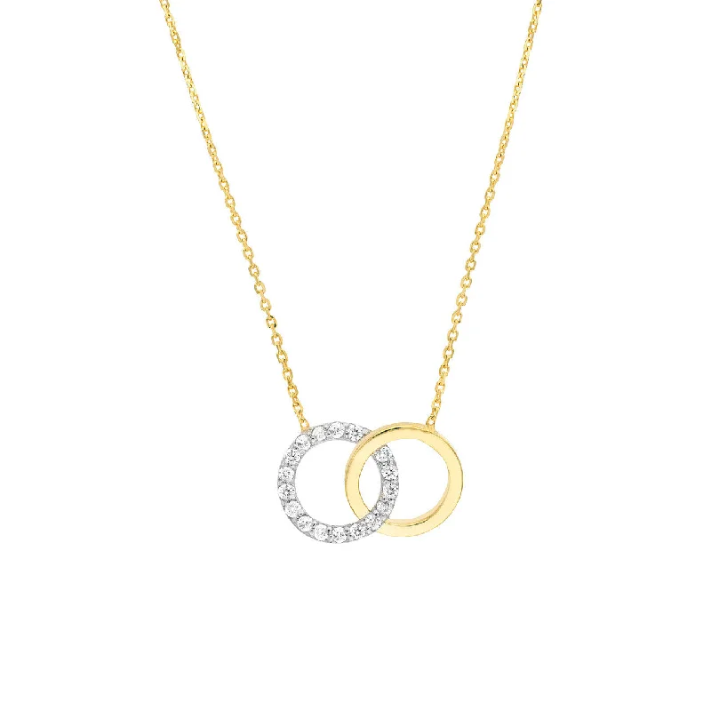 Intertwined Two-Toned Diamond Circles Necklace