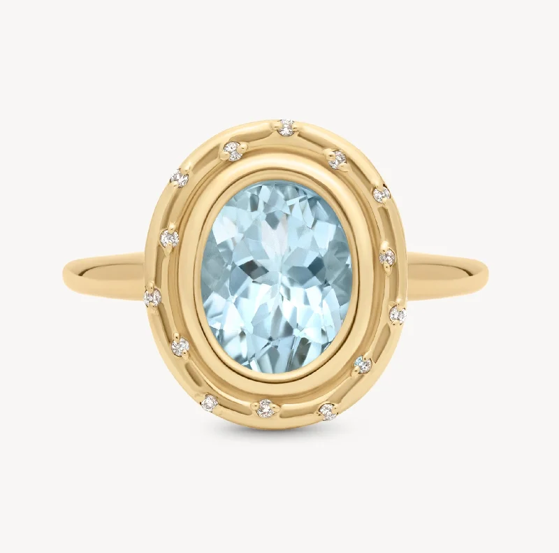 Custom Ring for Engagement-Aquamarine Oval Spotlight Ring