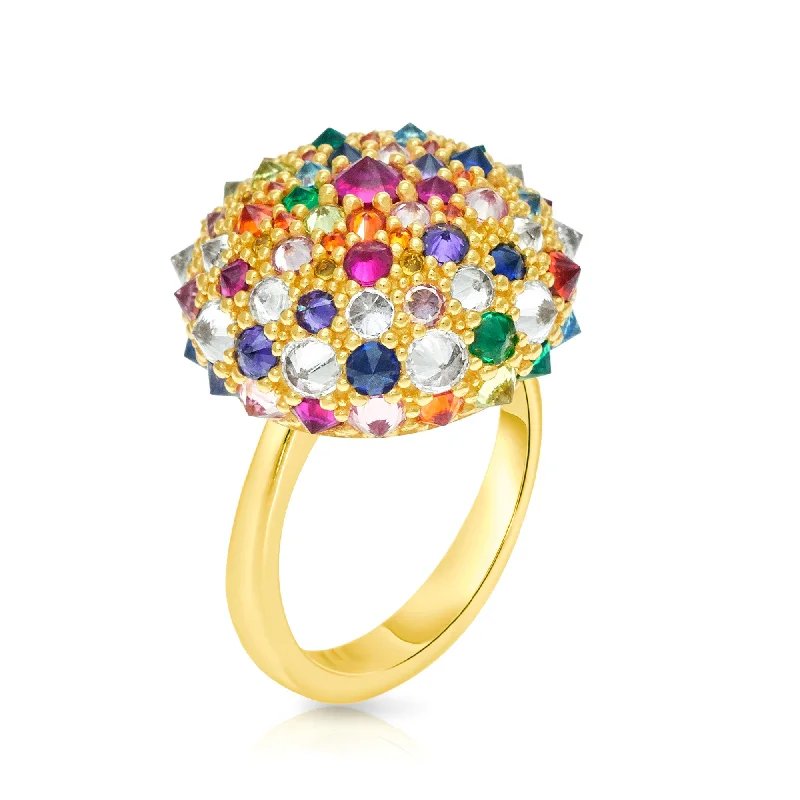 Large Engagement Ring-Rainbow After the Storm Bonbon Cocktail Ring - Gold