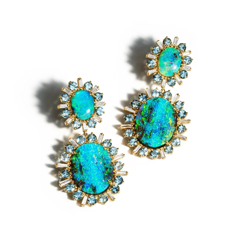 Retro Earrings for Women-ZoZo Opal Aquamarine Diamond Earrings