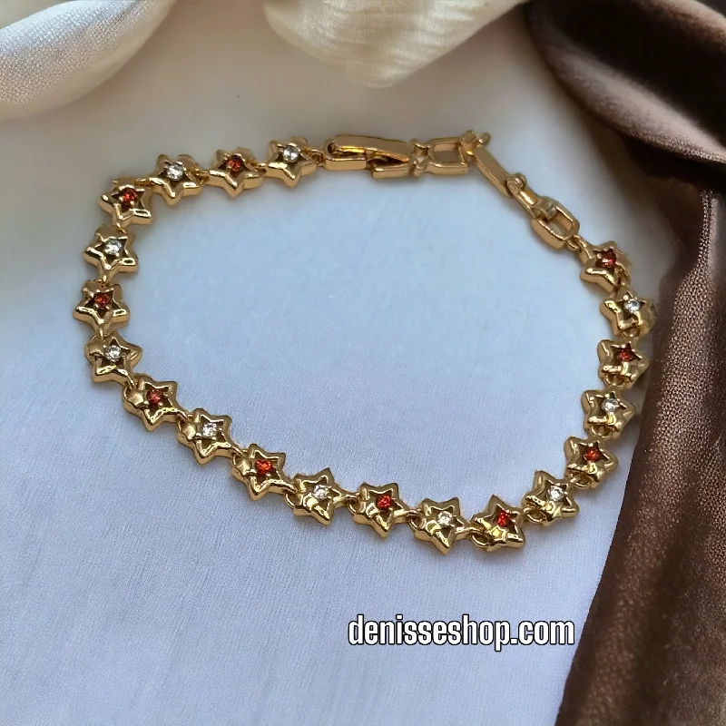 Elegant Silver Bracelet for Weddings-18K STAR GOLD BRACELET BR271