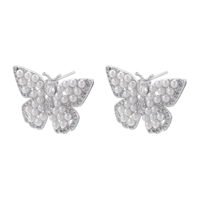 Meihu Ear Studs [White Gold Color]]