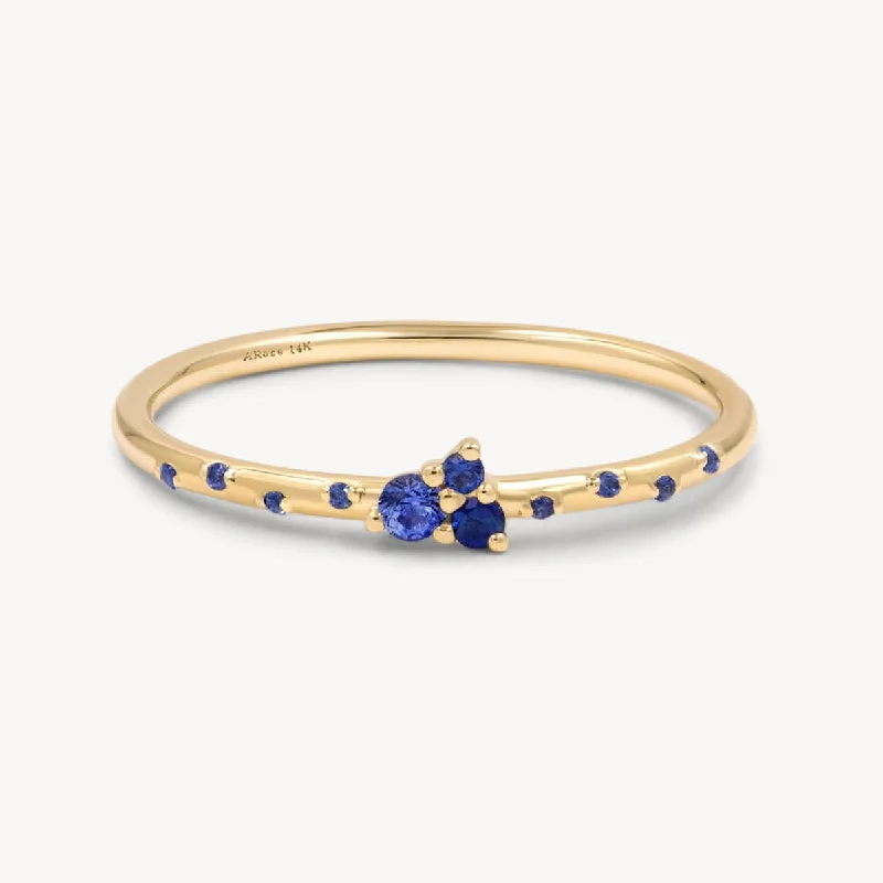 Vintage Gold Ring-Starry Ocean Trio Ring