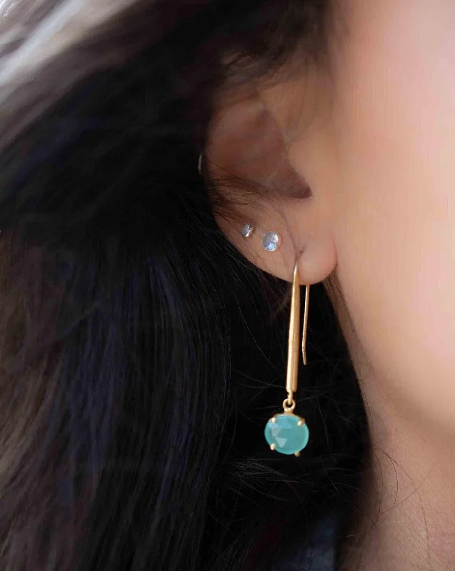 Geometric Earrings for Women-Aqua Chalcedony Earrings ~ 18k Gold Plated ~ ME046