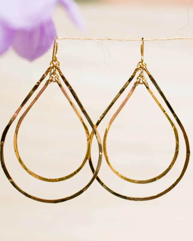 Large Hoop Earrings for Women-Karla Double Tear Drop Earrings ~Gold Plated or Silver Plated ~ SME014