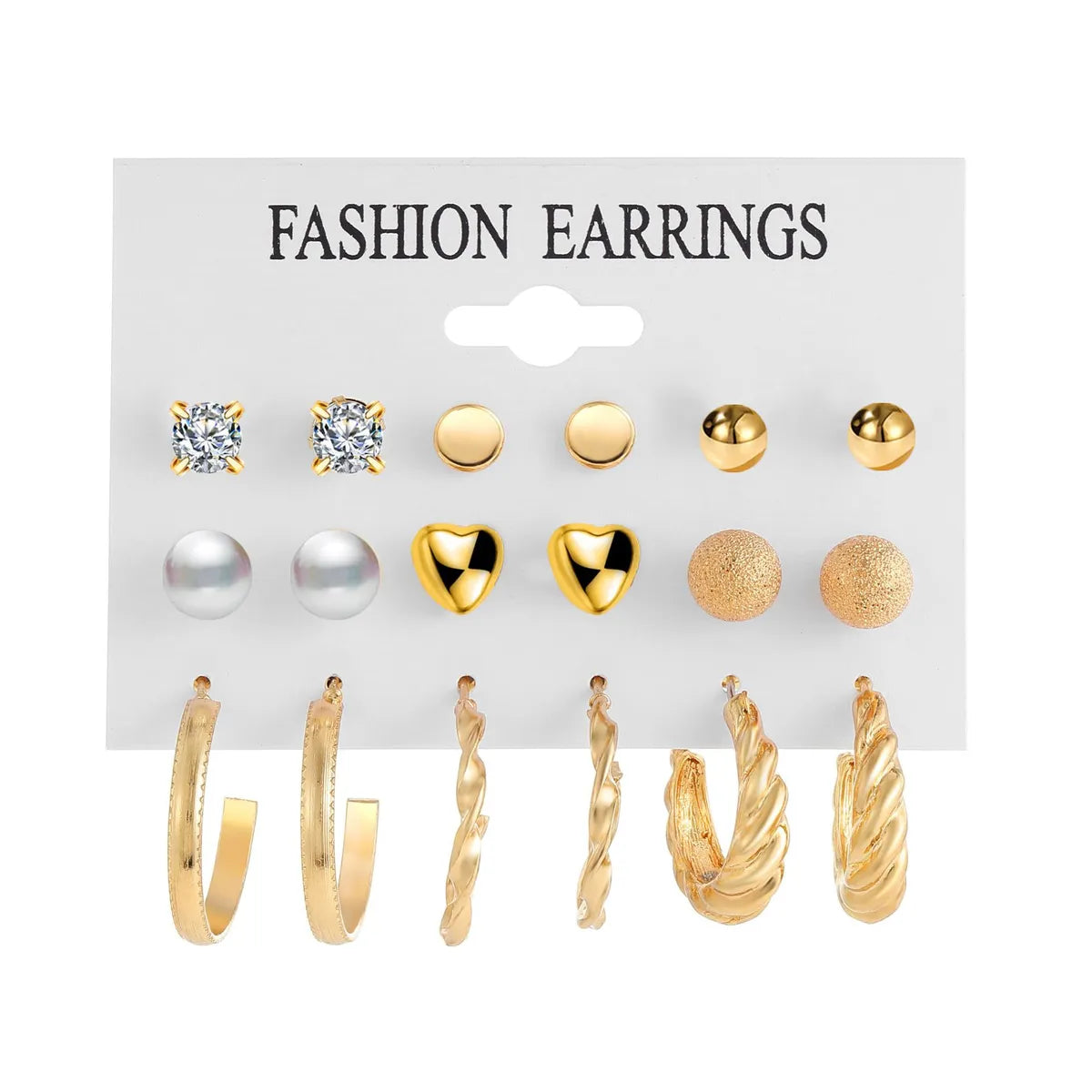 Luxury Diamond Ring-European And American Wholesale Creative Pearl Circle Earring Set 9 Pairs