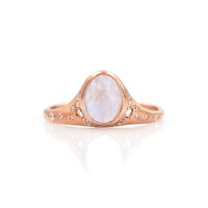 Luxury Engagement Ring Set-Illuminating Moonstone Ring