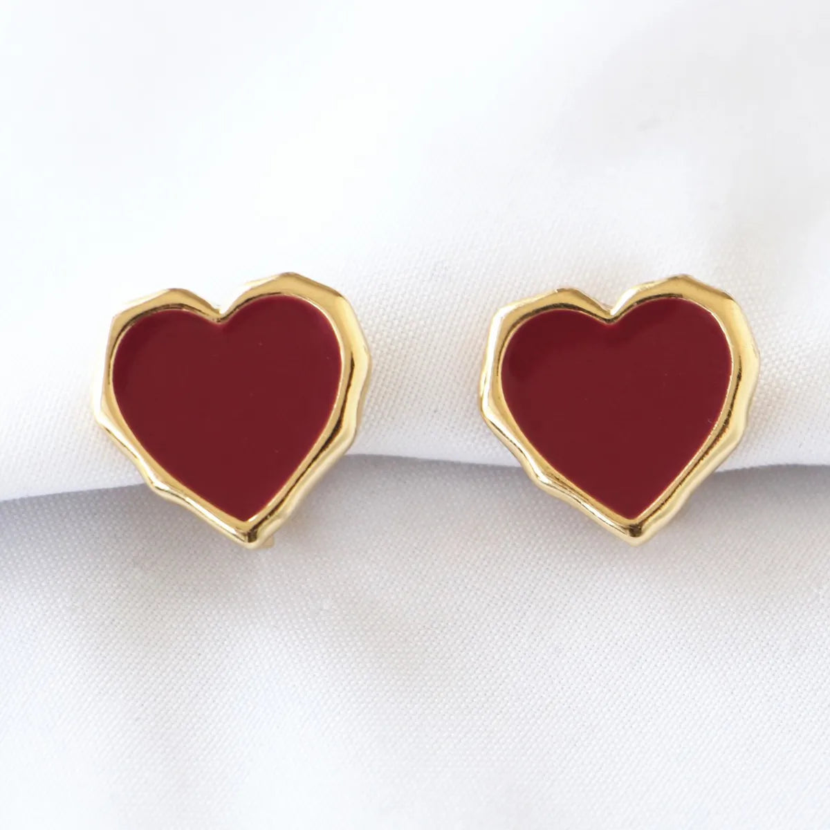 Pearl Drop Earrings-Wholesale Jewelry Simple Style Heart Shape Alloy Enamel Ear Studs