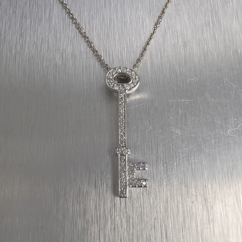 14K White Gold Skeleton Key Effy “Bita” Diamond Pendant 0.35ctw 16.75" RET$1,500