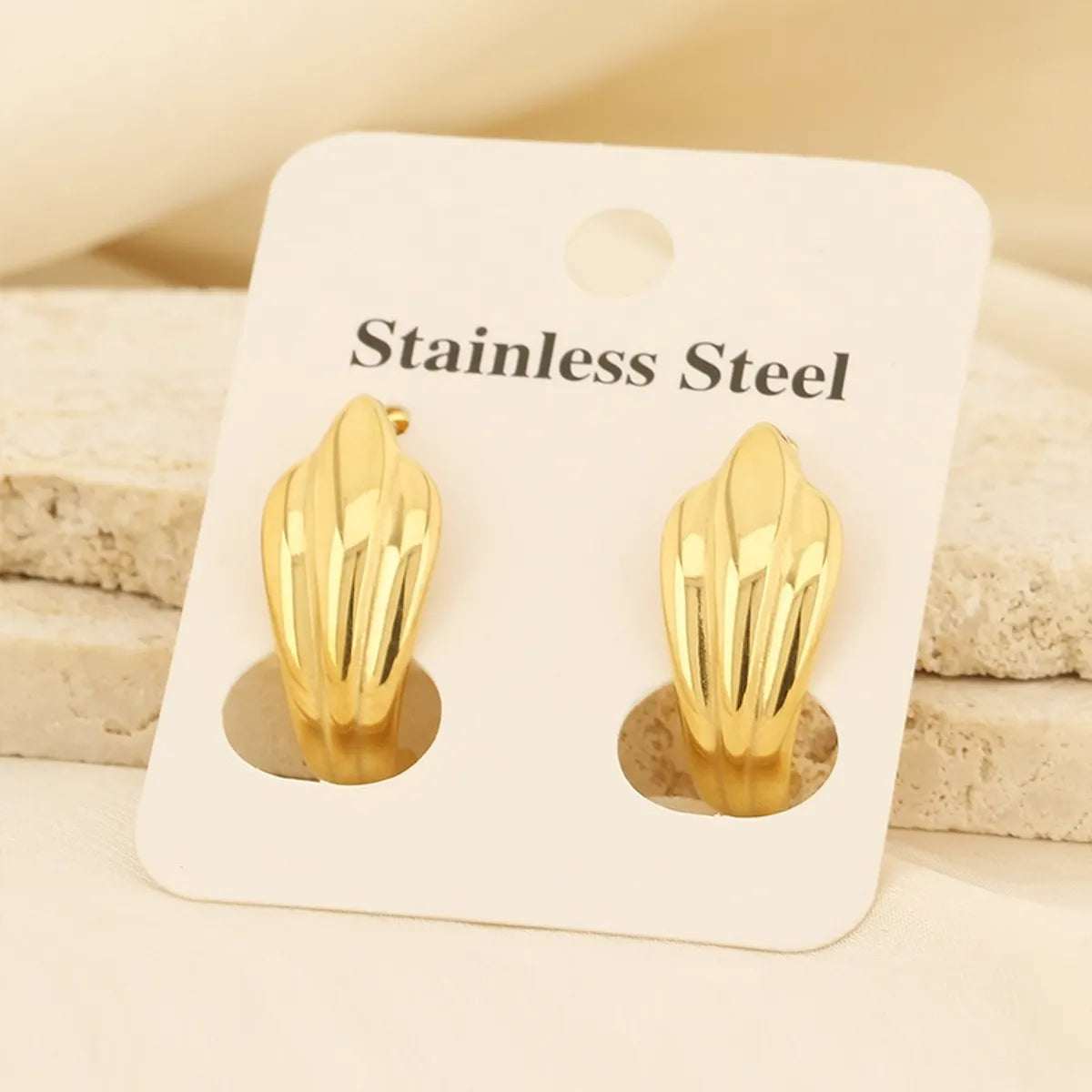 Gold Earrings for Teens-1 Pair Simple Style Geometric Plating Stainless Steel Gold Plated Ear Studs