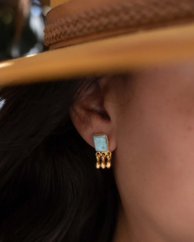 Custom Hoop Earrings-Lucy Larimar Earrings ~ Sterling Silver 925 or Gold plated over Sterling silver ~ ME227