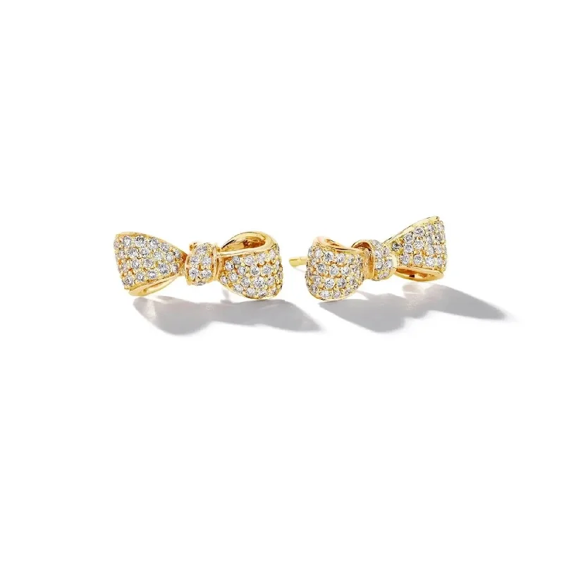 Boho Hoop Earrings-Bow Diamond Studs – Mini