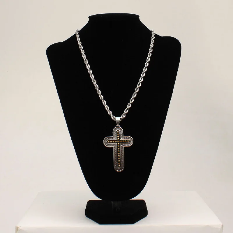 Black/Gold/Silver Cross Men's  Necklace