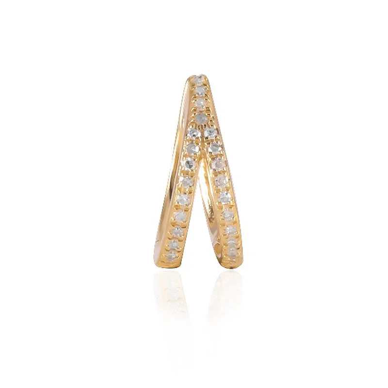 Designer Earrings for Special Occasions-Diamond V Huggie