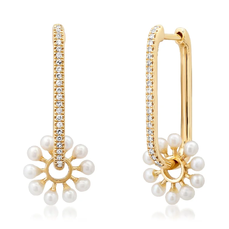 White Gold Earrings-Pearl Drop Earrings