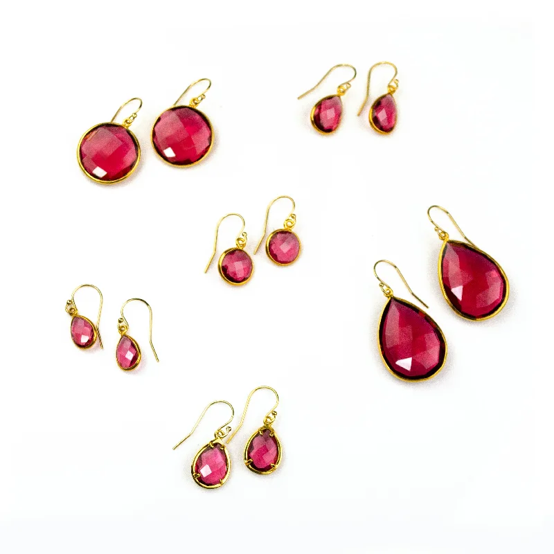 Handmade Earrings for Weddings-Ruby Quartz Earrings : July Birthstone