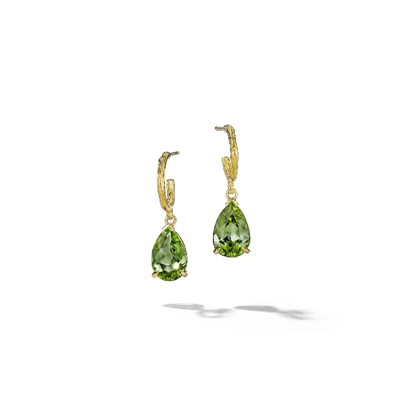 Elegant Gemstone Earrings-Wonderland Green Tourmaline Hoop Earrings