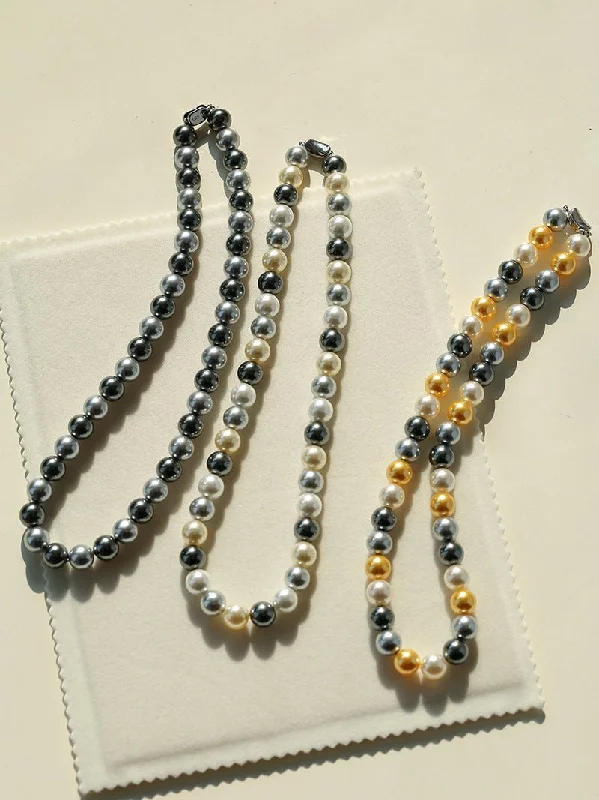 Mixed Color Round Artificial Pearl Necklaces-10mmPearls