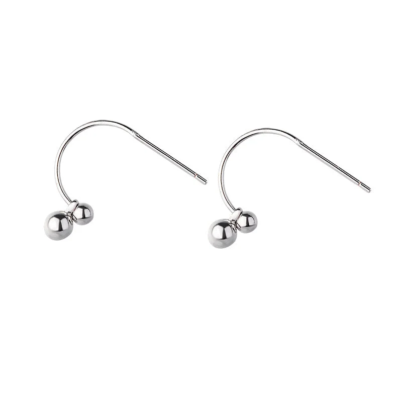 Beanie Hook Ear Studs (White Gold Color with Earplug)