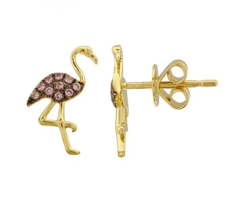 Small Stud Earrings for Women-Flamingo Studs