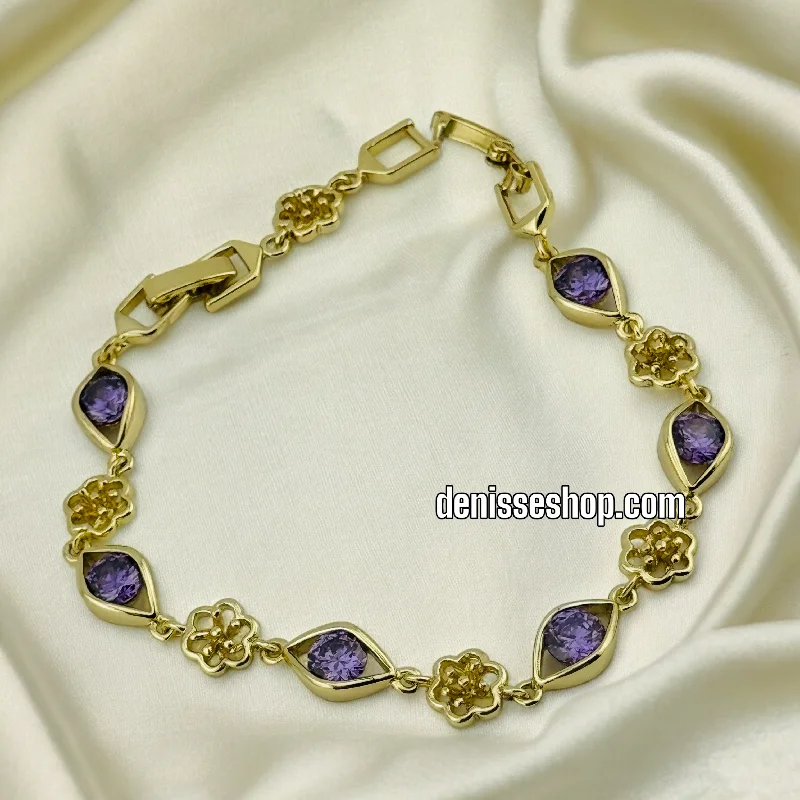 Women’s Bracelet with Birthstones-14K PURPLE BRACELET BR362