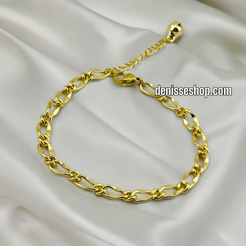 Diamond Bracelet with Gold Links-14K GOLD BRACELET BR357