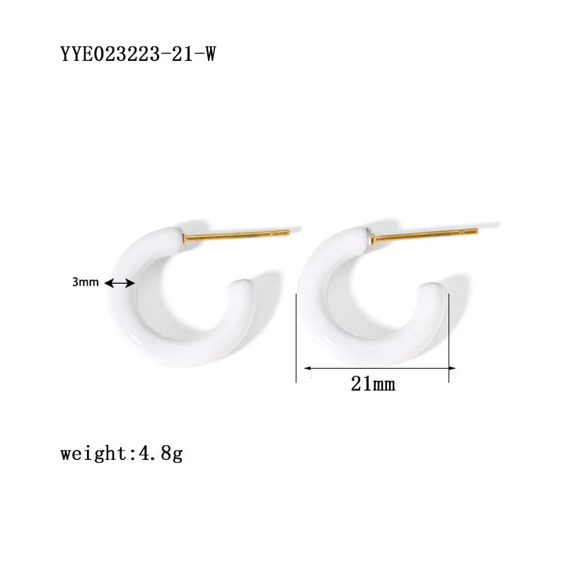 Funky Earrings for Teens-1 Pair Basic Korean Style C Shape Plating Stainless Steel 18k Gold Plated Ear Studs