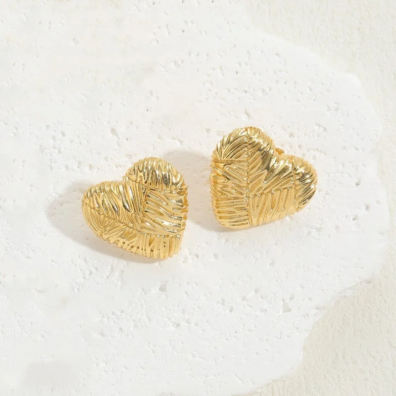 Heart Concave-Convex 14K Real Gold